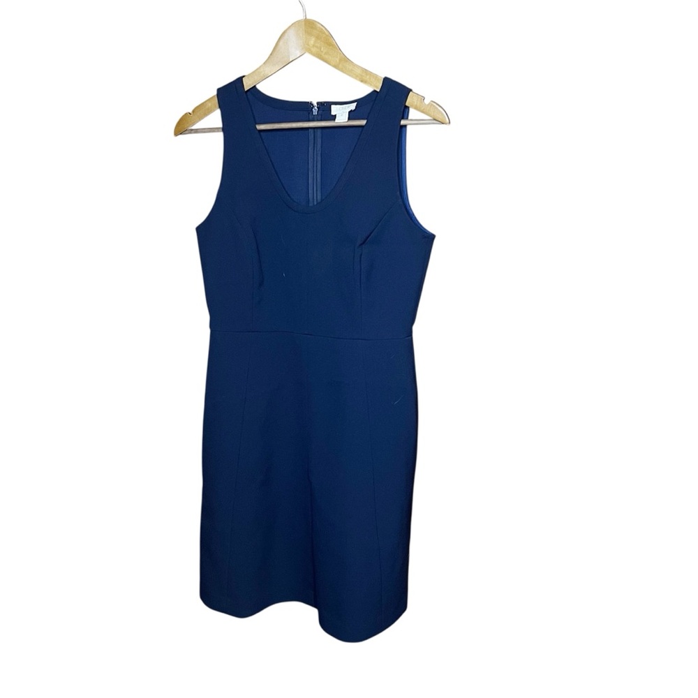 J. Crew Factory Sheath Dress 4 Navy Dark Blue Workwear Office Darting Classic